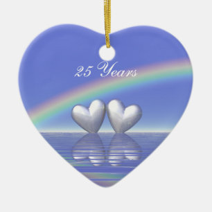 25. Jubiläum Silberherzen Keramik Ornament