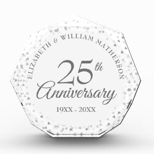 25. Jubiläum Silberne Herzen Konfetti Fotoblock