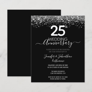 25. Jubiläum Silver Glitzer Einladungen
