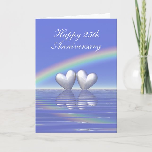 25. Jubiläum Silver Hearts (Tall) Karte (Vorderseite)
