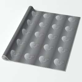25./Jubiläum Silvery Hearts Packaging Paper Geschenkpapier