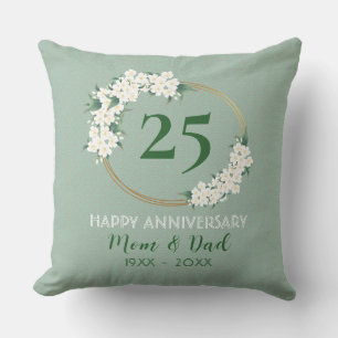 25. Jubiläum Weiß Grün Blumig Chinoiserie Kissen