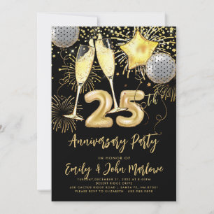25. Jubiläums Gold Glitter Konfetti Champagner Einladung