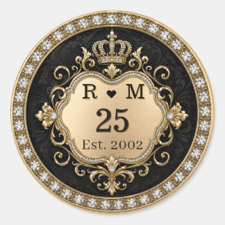 25. Jubiläums-Monogramm-Goldsiegel Runder Aufkleber