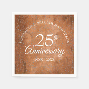 25. Jubiläums-Silberkonfetti Boho Rustikales Holz Serviette