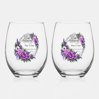 25. Jubiläumsgeschenk-Set aus 2 Stk. Weinglas Ohne Stiel