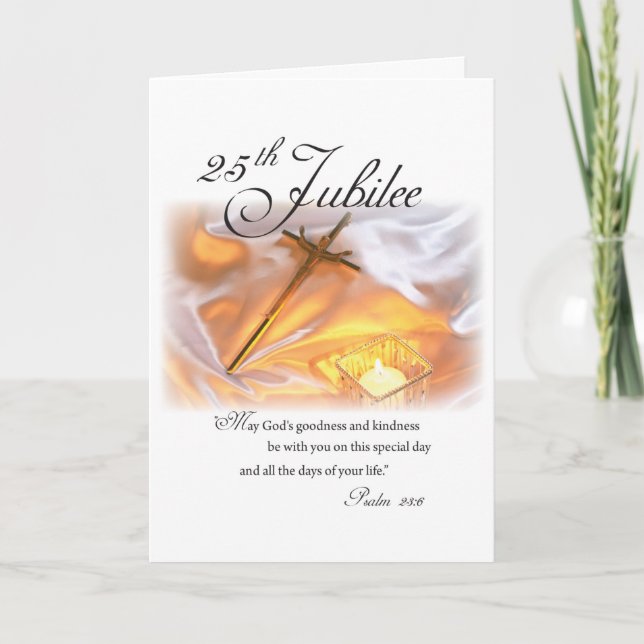 25. Jubilee Religious Life, Nun, Kreuz Candle Karte (Vorderseite)