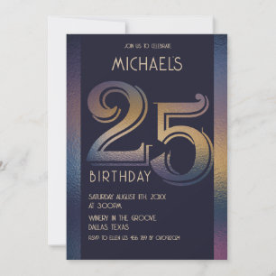 25. lila und goldener Geburtstag Einladung