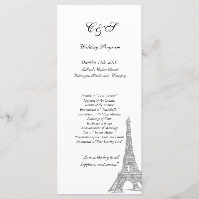 25 Mariages à Paris Programmes (Devant)