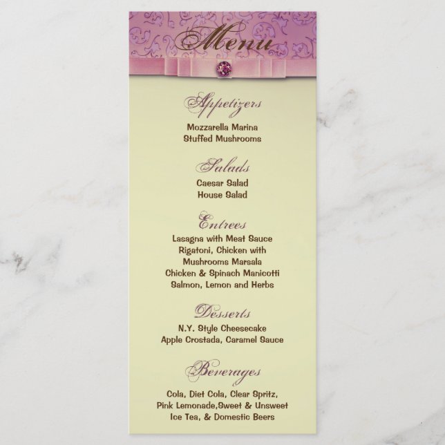 25 Menü Cards Amethyst Jewel Papier floral Menükarte (Vorderseite)