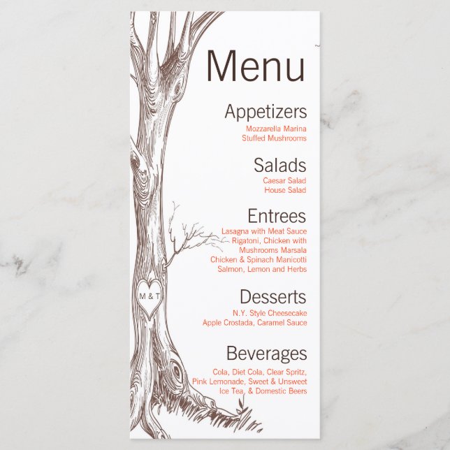 25 Menu Cards Fall Tree Ursprüngliche Schnitte Her Menükarte (Vorderseite)