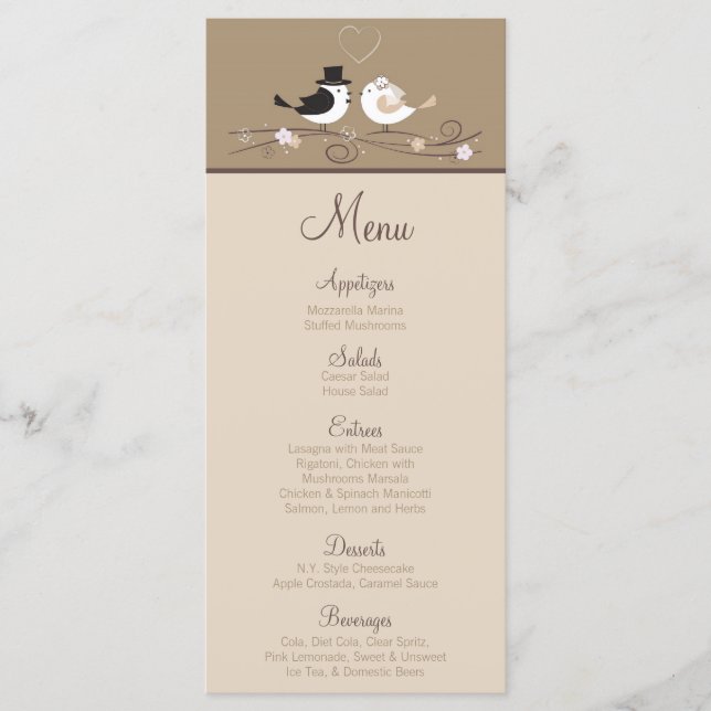 25 Menu Cards Hochzeit Bride Groom Liebe Coupl Menükarte (Vorderseite)