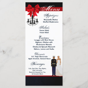 25 Menu Cards Marine Hispanic Uniform Groom Bride Menükarte