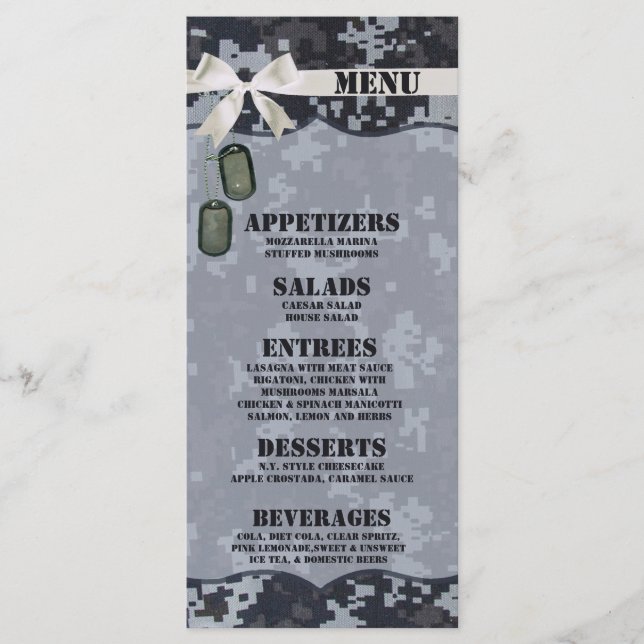 25 Menu Cards Navy DIGITAL PRINT Uniform Camouflag Menükarte (Vorderseite)