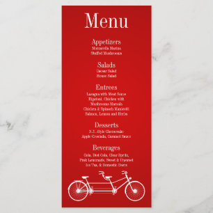 25 Menu Cards Whimsical Crimson Red Double Bike Menükarte