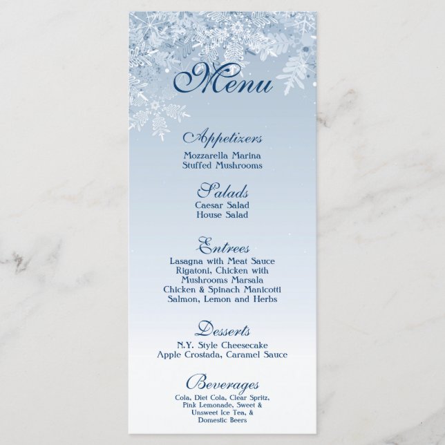 25 Menu Cards Winter Wonderland Menükarte (Vorderseite)