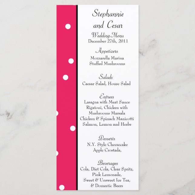 25 Menü-Karten Hot-Pink/Black Giraffe-Liebe Menükarte (Vorderseite)