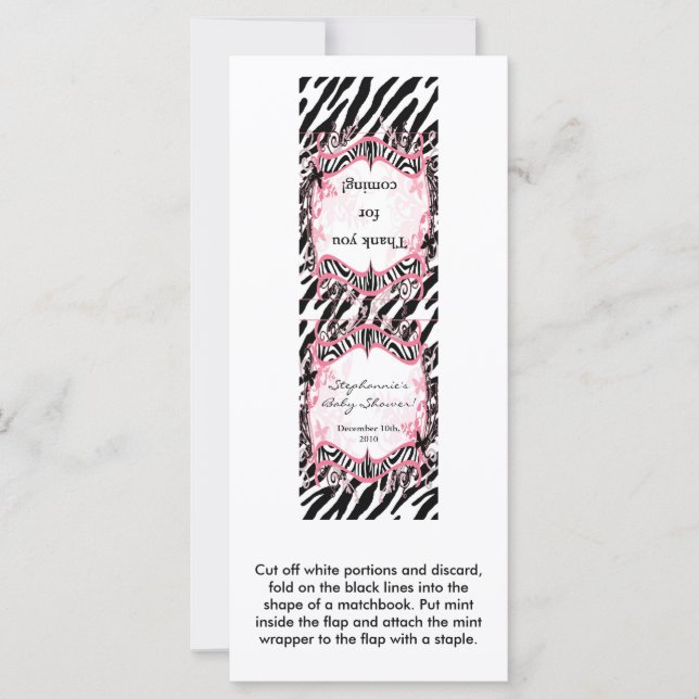 25 Mint Matchbooks Girly Butterfly Zebra Print (Vorderseite)
