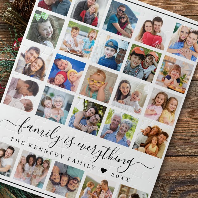 25 Name der Zitate-Reihe für mehrere Fotosammlunge ("Create cherished memories with our personalized jigsaw puzzles. Perfect gift for family & friends.")