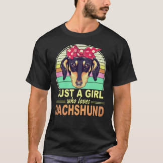 25 Nur Ein Mädchen Das Dachshund Vintage Liebt T-Shirt