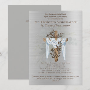 25. Ordination Jahrestag Einladung Silber