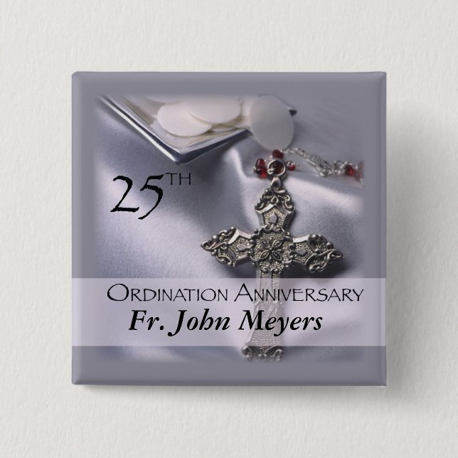 25. Ordination Jubiläum Cross Host Button (Vorderseite)