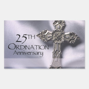 25. Ordination Jubiläum Cross Host Rechteckiger Aufkleber