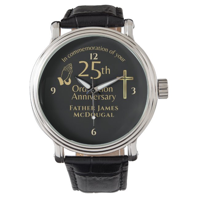 25. Ordination Jubiläum Priest PERSONALISIERT Armbanduhr (Vorderseite)