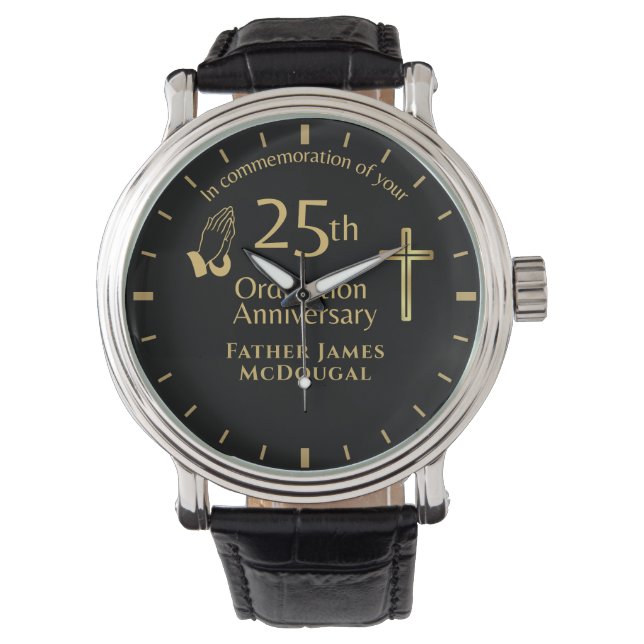 25. Ordination Jubiläum Priest PERSONALISIERT Armbanduhr (Vorderseite)