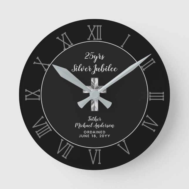 25. Ordination Jubiläum Priester Silver Jubilee Runde Wanduhr (Vorderseite)