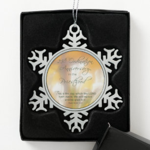 25. Ordination Jubiläum Priesterschaft Lilies Schneeflocken Zinn-Ornament