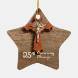 25. Ordination Jubiläum Rose und Rosary Keramik Ornament