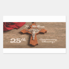 25. Ordination Jubiläum Rose und Rosary Rechteckiger Aufkleber