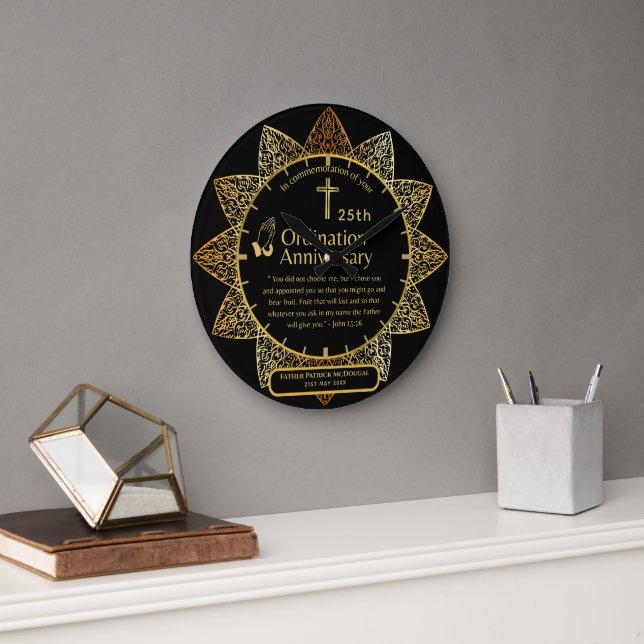 25. Pfarrer Priester Jubiläum Gift Ordination JEDE Große Wanduhr (Büro)