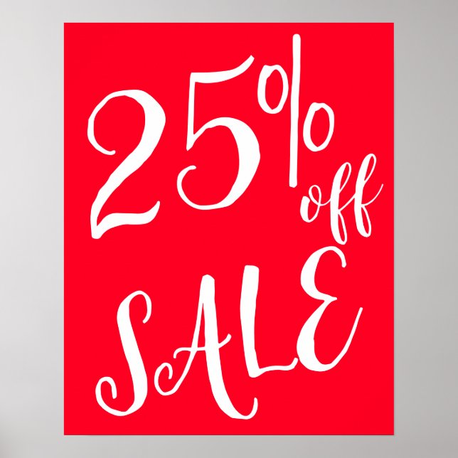 25 % Rabatt auf das Handelsschild, Red Boutique Sa Poster (Vorne)
