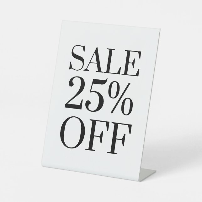 25% Rabatt auf das Handelsschild, Tabletop Counter Sockelschild (Vorderseite)