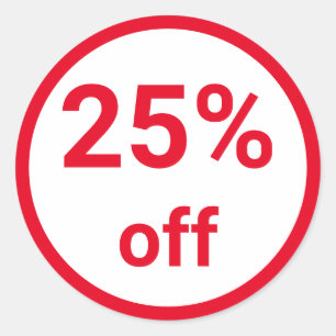 25 % Rabatt auf helle Red Sale Ticket Runder Aufkleber