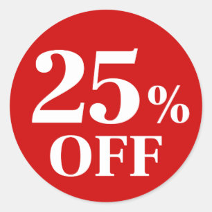 25% Rabatt Roter Hintergrund Klassischer Rund Stic Runder Aufkleber