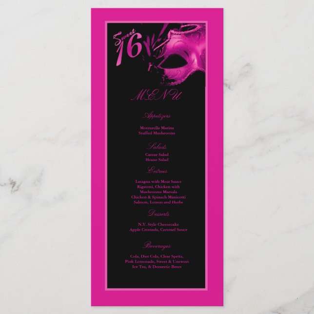 25 roses indien du bonbon 16 à cartes de menu (Devant)