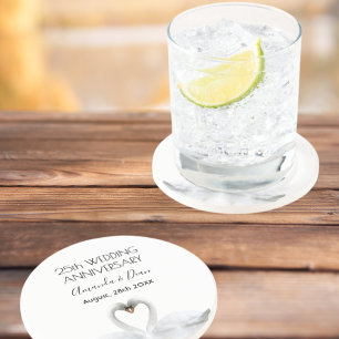 25. Silberhochzeit Jubiläum Weiße Schwäne Getränkeuntersetzer