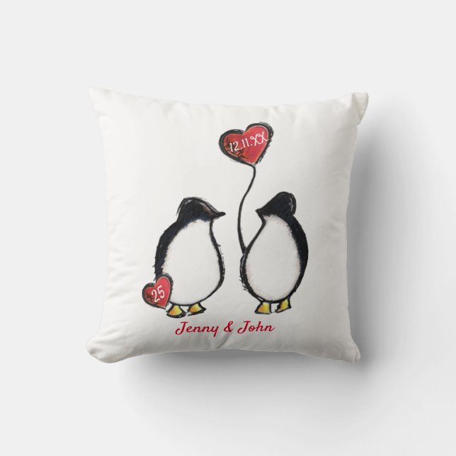 25. Silberhochzeitpinguin Kissen (Vorderseite)