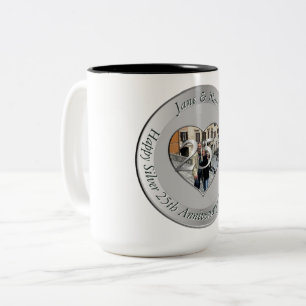 25. silberne Hochzeit + Foto Zweifarbige Tasse
