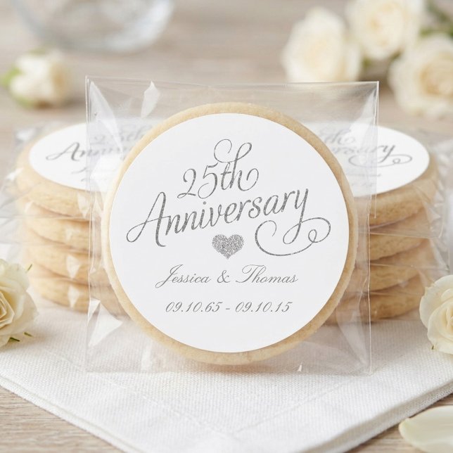 25. silberne Hochzeit Runder Aufkleber (Von Creator hochgeladen)