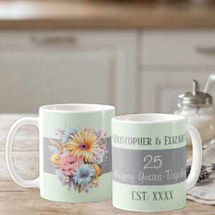 25. silberne Hochzeitsblumen Namen grün Kaffeetasse