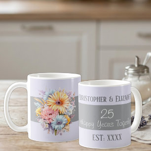 25. silberne Hochzeitsblumen Namen lila Kaffeetasse
