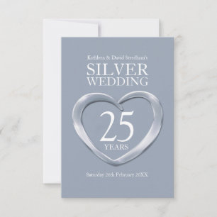 25. Silberne Hochzeitstag Herzkarte RSVP Karte