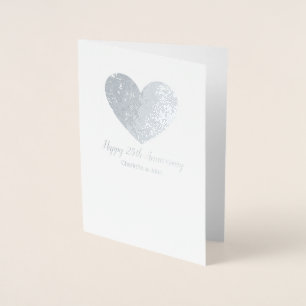 25. silberne Hochzeitstag-Karte mit Herz Folienkarte