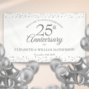 25. silberne Hochzeitstag Konfetti Willkommen Banner