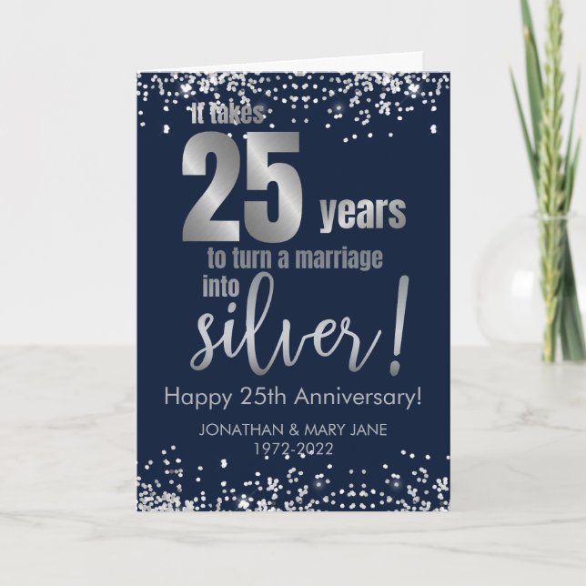 25. Silberne Hochzeitstag-Marine Karte (Vorderseite)