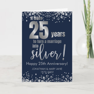 25. Silberne Hochzeitstag-Marine Karte